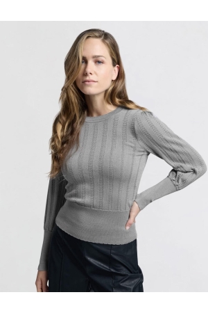 Yaya Lurex pointelle sweater light metal grey
