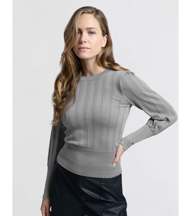 Yaya Lurex pointelle sweater light metal grey