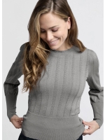 Yaya Lurex pointelle sweater light metal grey