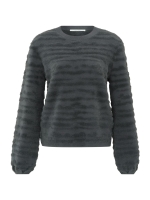 Yaya Fur jaquard sweater ls Dark metal grey