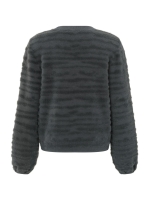 Yaya Fur jaquard sweater ls Dark metal grey