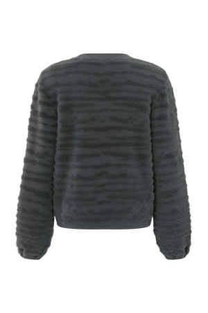 Yaya Fur jaquard sweater ls Dark metal grey