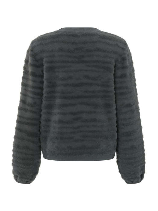 Yaya Fur jaquard sweater ls Dark metal grey