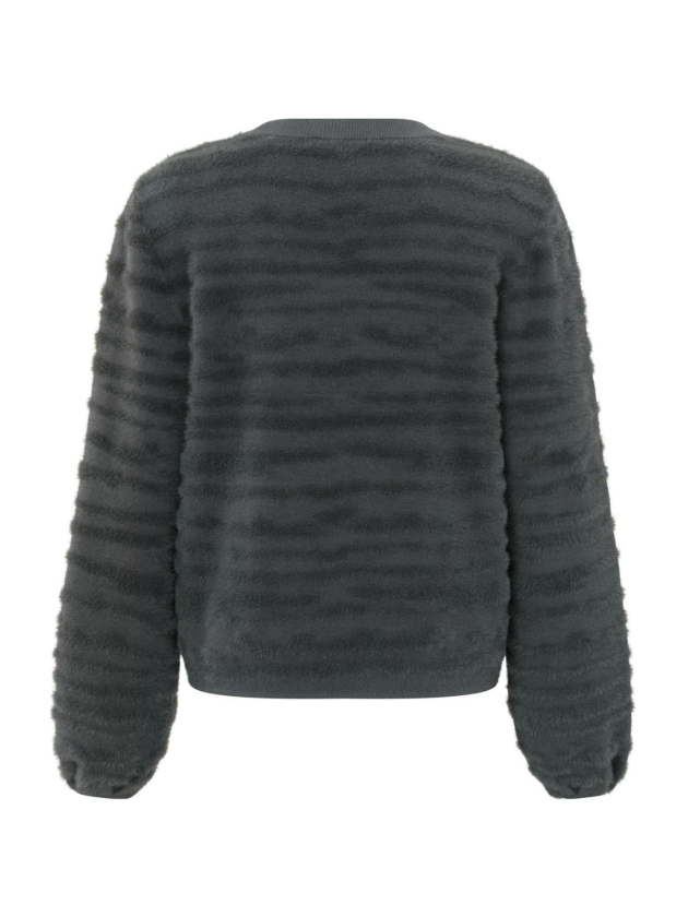 Yaya Fur jaquard sweater ls Dark metal grey