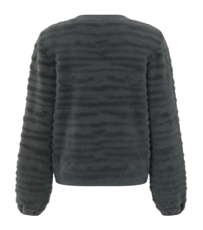 Yaya Fur jaquard sweater ls Dark metal grey