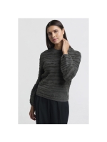 Yaya Fur jaquard sweater ls Dark metal grey