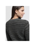 Yaya Fur jaquard sweater ls Dark metal grey