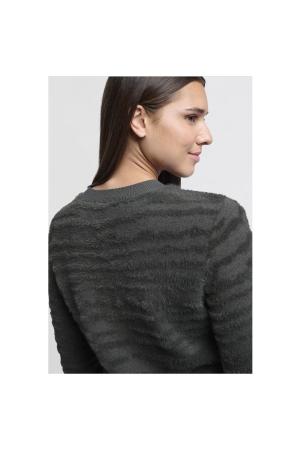 Yaya Fur jaquard sweater ls Dark metal grey