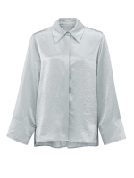 Yaya Satin crinkle wide slv blouse light metal grey