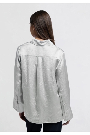 Yaya Satin crinkle wide slv blouse light metal grey