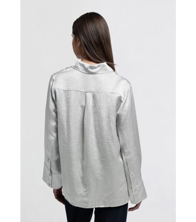 Yaya Satin crinkle wide slv blouse light metal grey