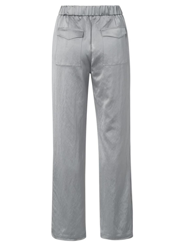 Yaya Woven satin wide leg trousers 80328 Light metal grey
