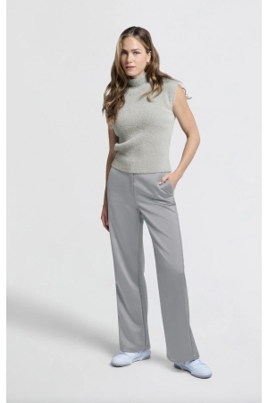 Yaya Woven satin wide leg trousers 80328 Light metal grey