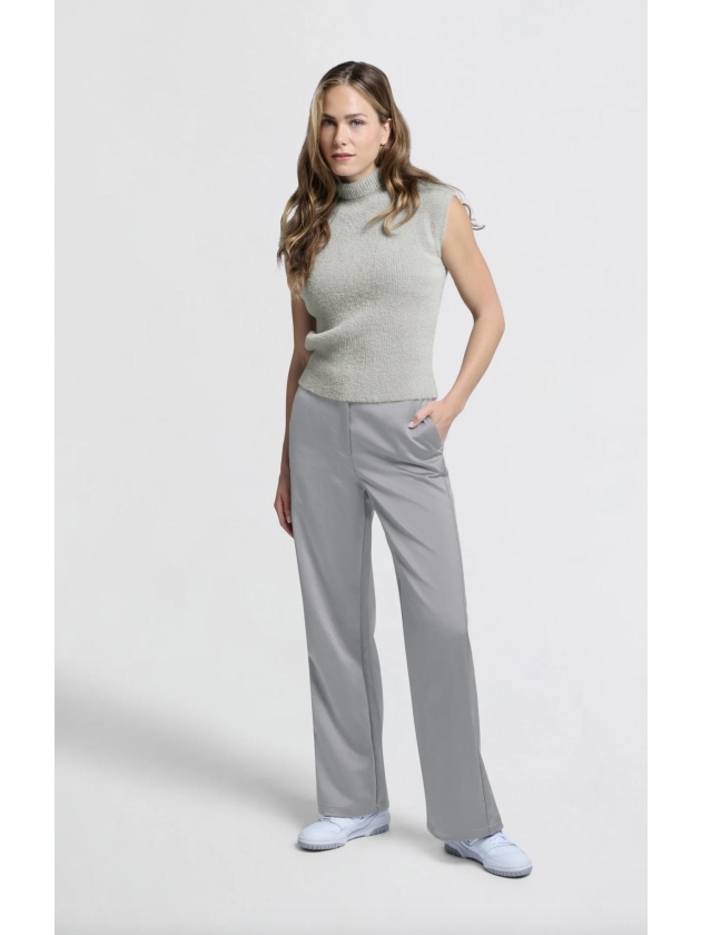 Yaya Woven satin wide leg trousers 80328 Light metal grey
