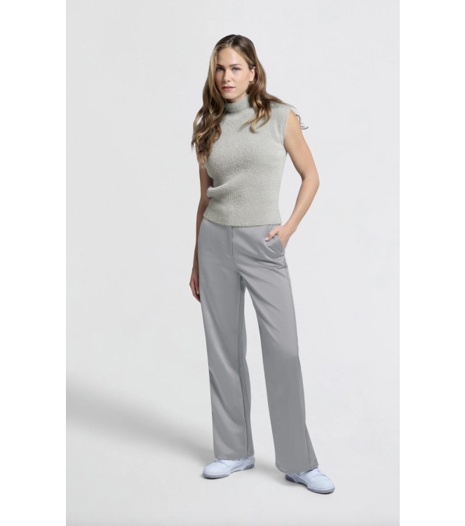 Yaya Woven satin wide leg trousers 80328 Light metal grey