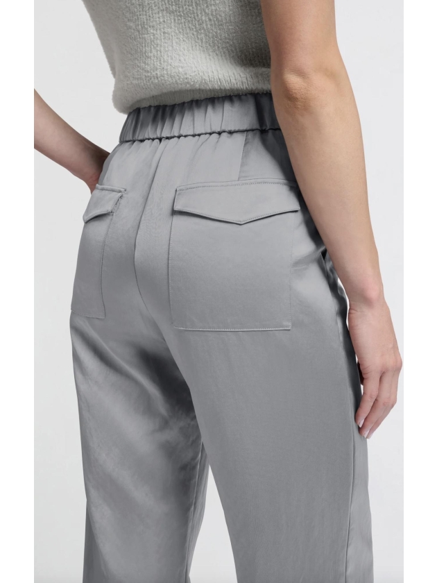 Yaya Woven satin wide leg trousers 80328 Light metal grey