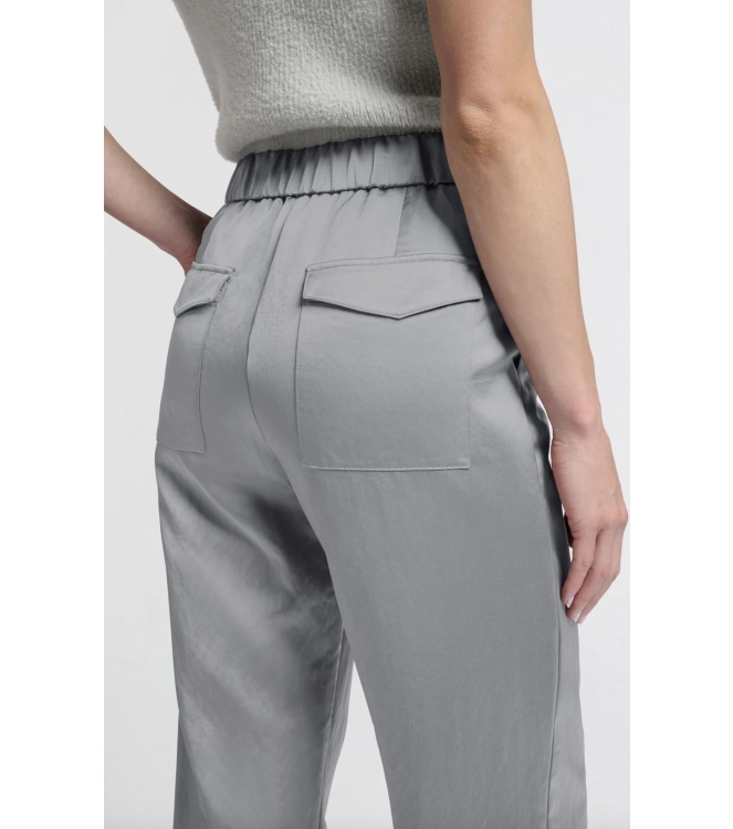 Yaya Woven satin wide leg trousers 80328 Light metal grey