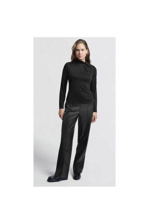 Yaya Faux leather metallic wide leg Black