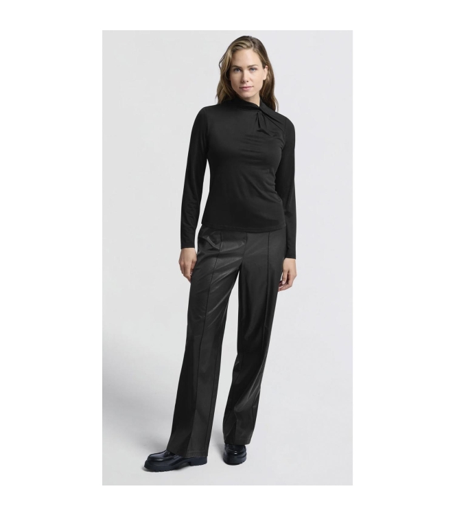 Yaya Faux leather metallic wide leg Black