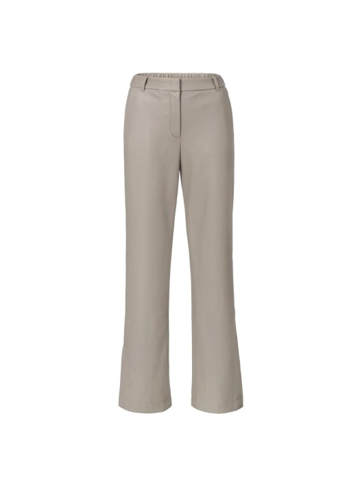 Yaya Faux leather wide leg trousers Moon rock dark sand
