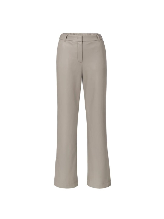 Yaya Faux leather wide leg trousers Moon rock dark sand