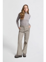 Yaya Faux leather wide leg trousers Moon rock dark sand