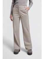 Yaya Faux leather wide leg trousers Moon rock dark sand