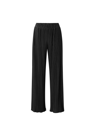 Yaya Jersey plisse wide leg trouser Black