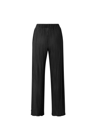 Yaya Jersey plisse wide leg trouser Black