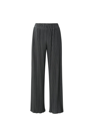 Yaya Jersey plisse wide leg trouser Dark metal grey