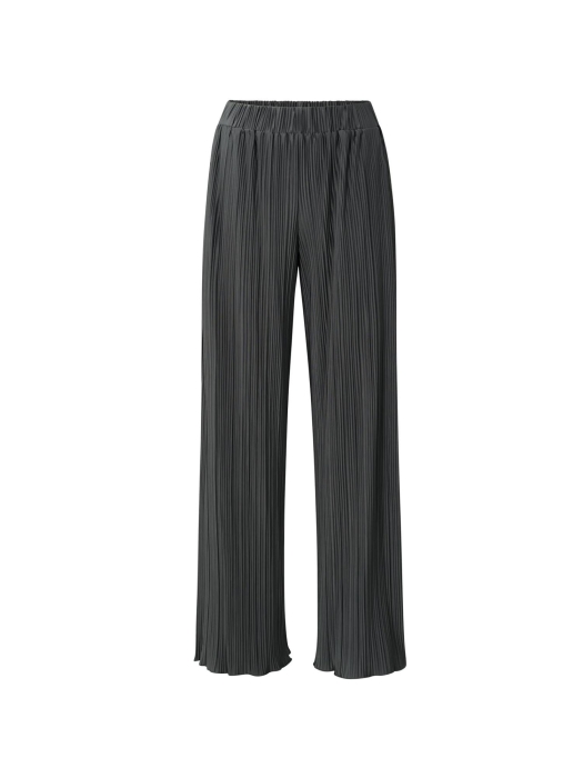 Yaya Jersey plisse wide leg trouser Dark metal grey
