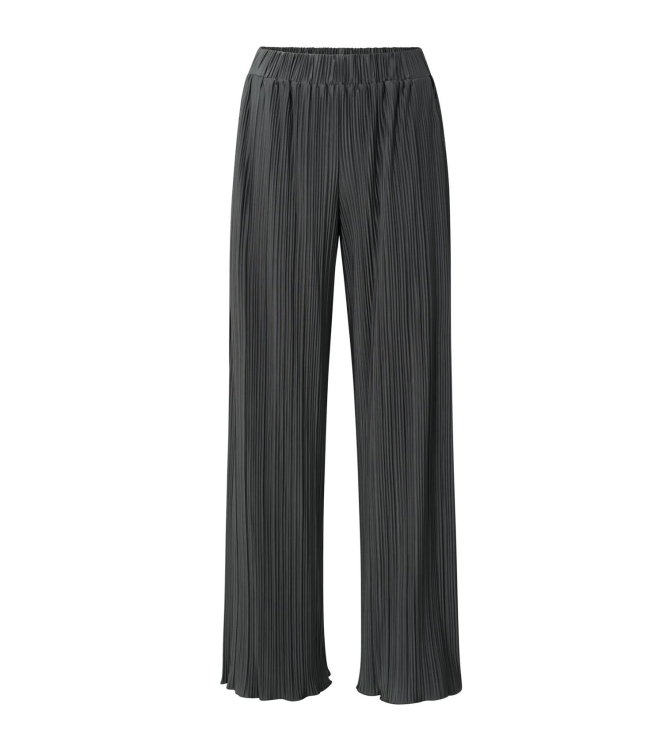 Yaya Jersey plisse wide leg trouser Dark metal grey