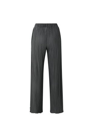 Yaya Jersey plisse wide leg trouser Dark metal grey