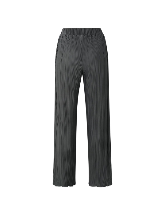 Yaya Jersey plisse wide leg trouser Dark metal grey