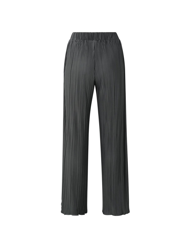 Yaya Jersey plisse wide leg trouser Dark metal grey