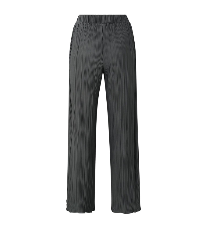 Yaya Jersey plisse wide leg trouser Dark metal grey