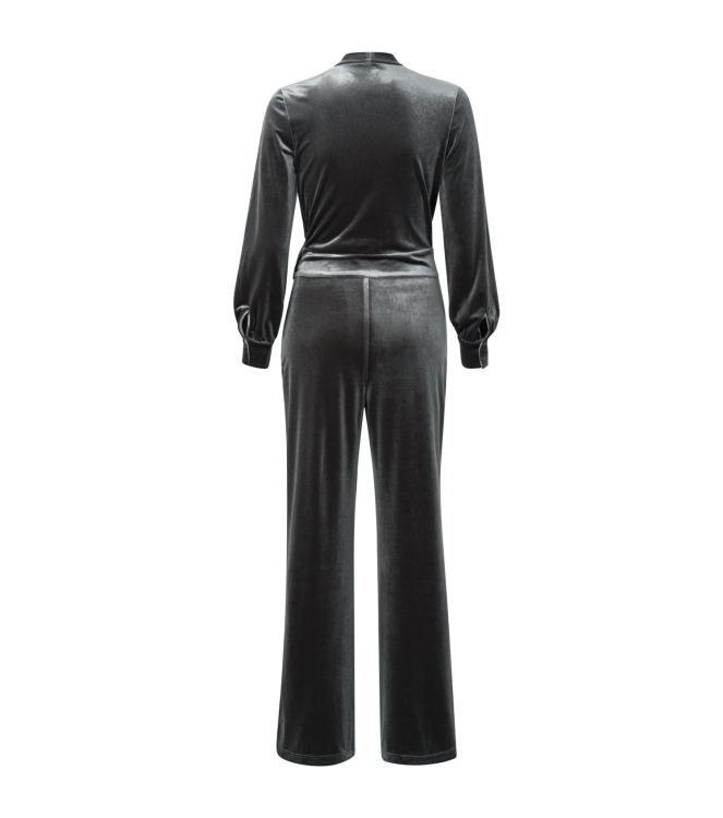Yaya Jersey velours wide leg jumpsu Dark metal grey