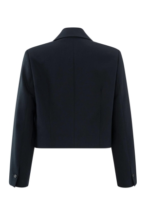 Yaya Woven cropped blazer with flap 94009 Outer space blue