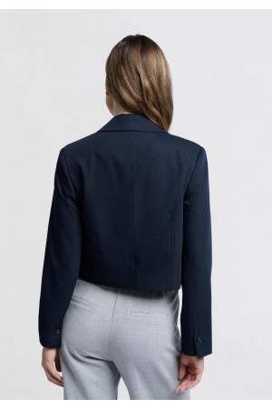 Yaya Woven cropped blazer with flap 94009 Outer space blue