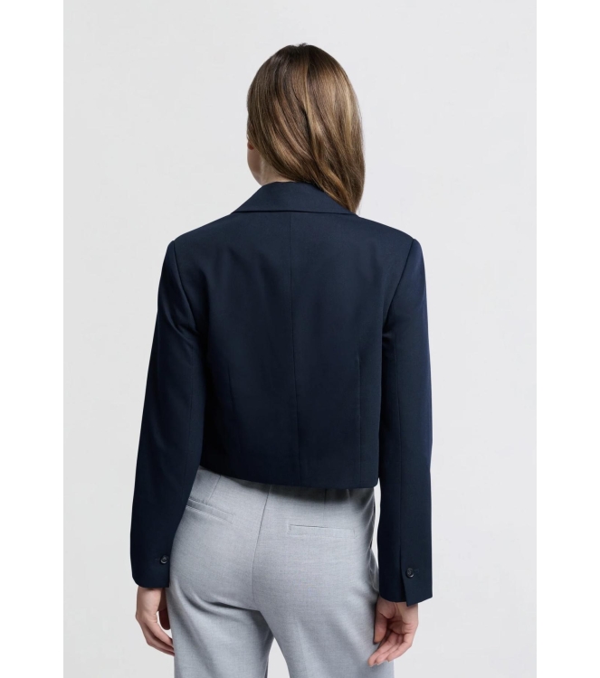Yaya Woven cropped blazer with flap 94009 Outer space blue