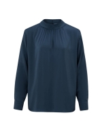 Yaya Satin turtle neck blouse top w Outerspace blue