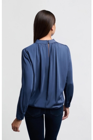 Yaya Satin turtle neck blouse top w Outerspace blue