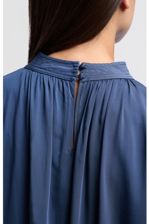 Yaya Satin turtle neck blouse top w Outerspace blue