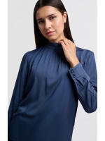 Yaya Satin turtle neck blouse top w Outerspace blue