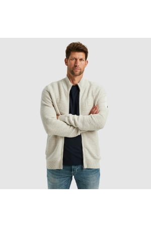 PME Legend Zip jacket cotton structure knit 910 Bone white melee