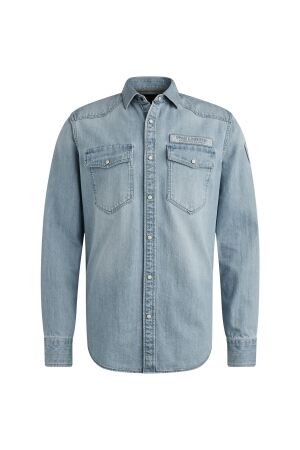 PME Legend Long Sleeve Shirt Bleach Indigo de BLD Bleached denim