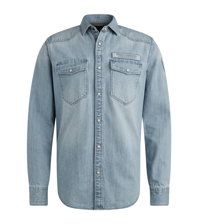 PME Legend Long Sleeve Shirt Bleach Indigo de BLD Bleached denim