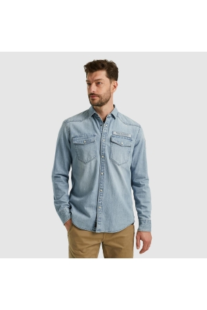 PME Legend Long Sleeve Shirt Bleach Indigo de BLD Bleached denim