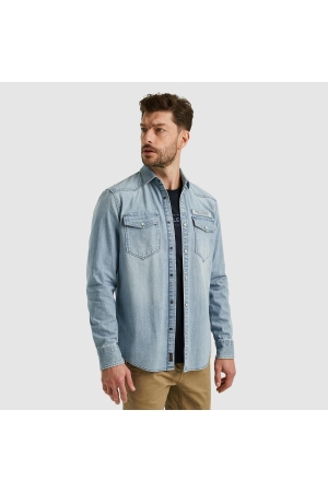 PME Legend Long Sleeve Shirt Bleach Indigo de BLD Bleached denim