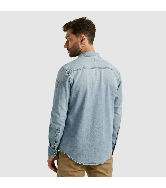 PME Legend Long Sleeve Shirt Bleach Indigo de BLD Bleached denim